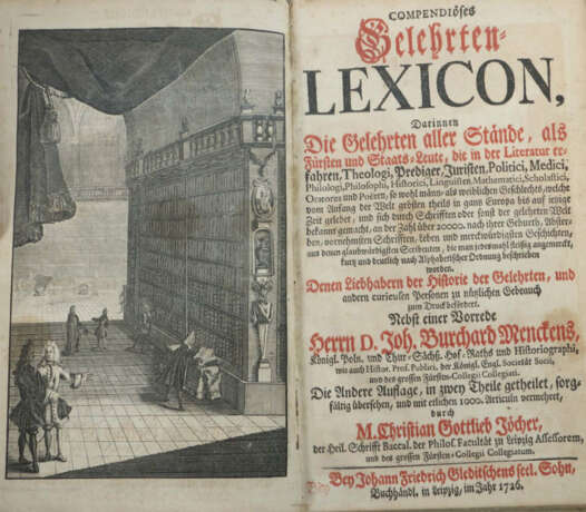 Mencke, Johann Burkhard & Jöcher, Christian Gottlieb Compendiöses Gele… - Foto 2