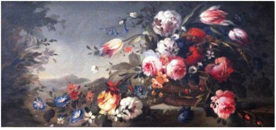 “The painting ” LANDSCAPE WITH FLOWERS”C. 18V” - photo 1