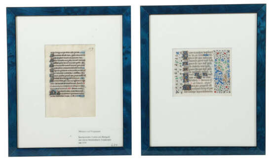 Zwei illuminierte Handschriften aus einem Stundenbuch, Frankreich, um … - photo 1 Zwei illuminierte Handschriften aus einem Stundenbuch, Frankreich, um … - photo 1