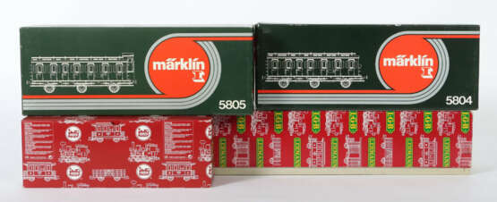 2 Wagen, Schinen Märklin, Spur 1, Personenwagen II. Klasse der DB, Nr.… - Foto 1