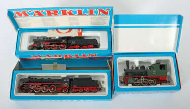 3 Dampfloks Märklin, Spur H0, 3400 Minex: Lok der Württemb. Eisenbahng…