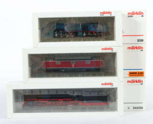 3 Lokomotiven Märklin, Spur H0, 1 X Diesellok HAMO 8381, BN V200 139 d…