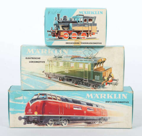 3 Lokomotiven Märklin, Spur H0, 1 x E-Lok, Nr. 3011, SET 800, BN E440… - photo 1 3 Lokomotiven Märklin, Spur H0, 1 x E-Lok, Nr. 3011, SET 800, BN E440… - photo 1