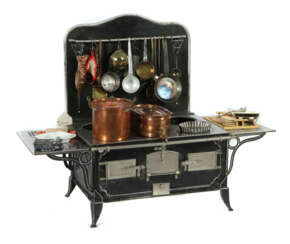 Puppenherd Fischer Göppingen, ca. um 1915/20, 5 Kochstellen und ein Of…