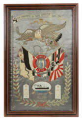 Reservistenbild aufwändig gestickte Stoffarbeit auf Seide ''zur Erinne…