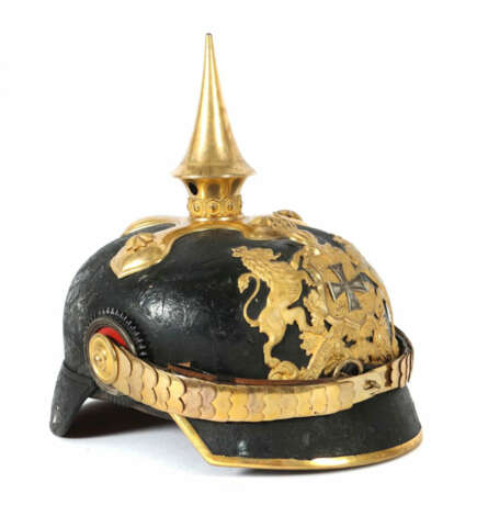 Pickelhaube Landwehr-Infanterie Leutnant, Lederglocke, aufgelegtes und… - Foto 1 Pickelhaube Landwehr-Infanterie Leutnant, Lederglocke, aufgelegtes und… - Foto 1