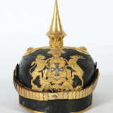 Pickelhaube Landwehr-Infanterie Leutnant, Lederglocke, aufgelegtes und… - Foto 2