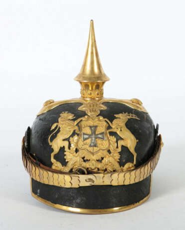 Pickelhaube Landwehr-Infanterie Leutnant, Lederglocke, aufgelegtes und… - Foto 2 Pickelhaube Landwehr-Infanterie Leutnant, Lederglocke, aufgelegtes und… - Foto 2