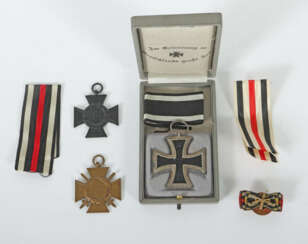 3 Orden und 1 Knopflochdekoration 1. WK, Eisernes Kreuz 1914, im selte…