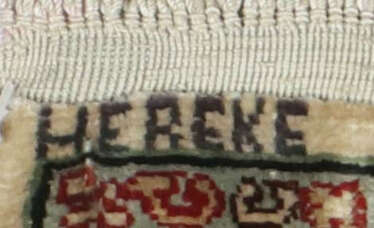 Signierter Hereke Medaillonteppich Türkei, 1960/70er, Seide auf Seide,…