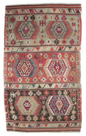 Kelim mit 3x2 Medaillons Anatolien, Ende 19. Jh., einbahniger Schlitzk… - Foto 1