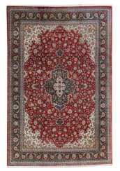 Seiden-Qom Medaillonteppich Zentralpersien, um 1980, Seide auf Seide, …