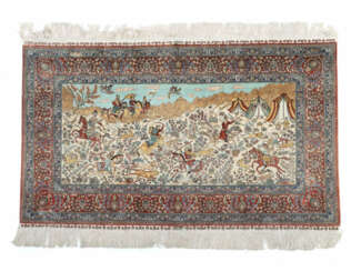 Bildteppich Seide Hereke?, um 1980, sign. im Kelim, Seide auf Seide, s…