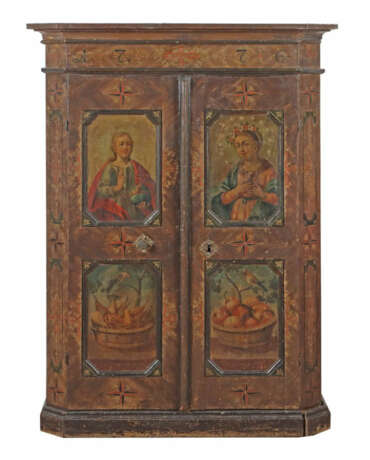 Bauernschrank mit Christus und Maria dat. 1765, Nadelholz, zweitüriger… - Foto 1