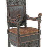 Historismus-Thron im Frühbarockstil 19. Jh., Nussbaum, die Beine und L… - Foto 1