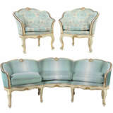 Demi Lune-Sofa und zwei Fauteuils im Rokokostil 19. Jh./um 1900, moulu… - photo 1