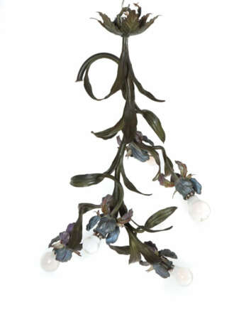 Floral gestaltete Deckenleuchte 2. Hälfte 20. Jh., Metallblech, getrie… - фото 2 Floral gestaltete Deckenleuchte 2. Hälfte 20. Jh., Metallblech, getrie… - фото 2