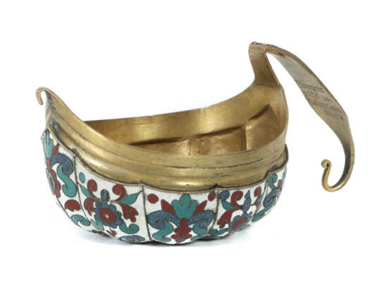 Emaillierter Kowsch dat. 1914, Kupfer vermessingt, runder zehnpassiger… - photo 1