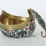 Emaillierter Kowsch dat. 1914, Kupfer vermessingt, runder zehnpassiger… - photo 2