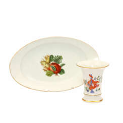 MEISSEN Platte und kleine Vase, 19. und 20. Jahrhundert