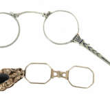 Paar variierende Lorgnons 1. Drittel 20. Jh., Metall, part. blau email… - фото 1