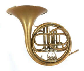 Waldhorn wohl deutsche Herstellung, um 1920/30, Messing, 3-Tasten-Masc…