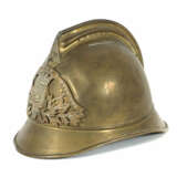 Feuerwehrhelm Frankreich, Messing, Messingglocke mit Raupe und Frontem… - photo 1