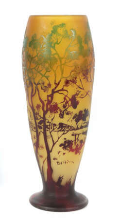 Jugendstil Kamee Vase Um 1910, wohl Frankreich, farbloses Glas mit gel… - photo 1