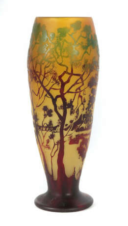 Jugendstil Kamee Vase Um 1910, wohl Frankreich, farbloses Glas mit gel… - photo 2