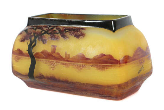 Vase mit Seelandschaft Nancea, Frankreich, Nancy, um 1900, farbloses G… - фото 1