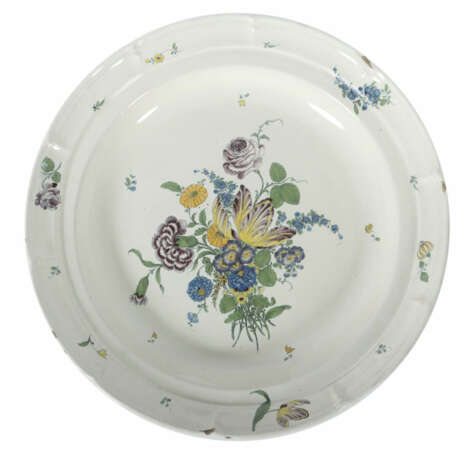 Großer Fayenceteller Braunschweig, Chelysche Fabrik, 18. Jh., Steingut… - photo 1 Großer Fayenceteller Braunschweig, Chelysche Fabrik, 18. Jh., Steingut… - photo 1
