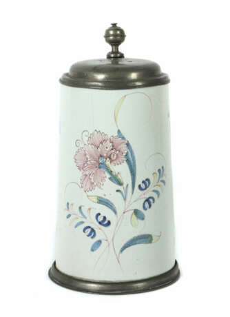 Fayence-Walzenkrug Schrezheim/Deutschland, um 1780, heller Scherben, l… - photo 1 Fayence-Walzenkrug Schrezheim/Deutschland, um 1780, heller Scherben, l… - photo 1