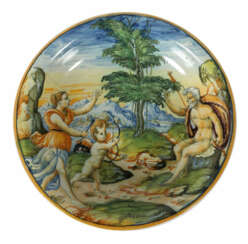 Majolikateller mit Istoriatomalerei ''Herkules und Deianira'' wohl Ven…