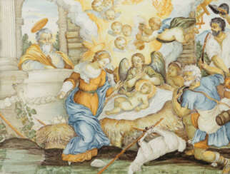 Bildplatte ''Heilige drei Könige'' Castelli, Italien um 1700, hellbrau…