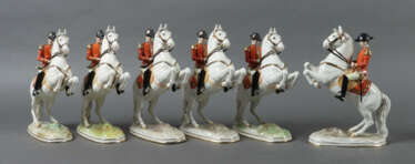 6 Reiterfiguren u. a. Manufaktur Rudolstadt, Ernst Bohne Söhne, 6 Reit…