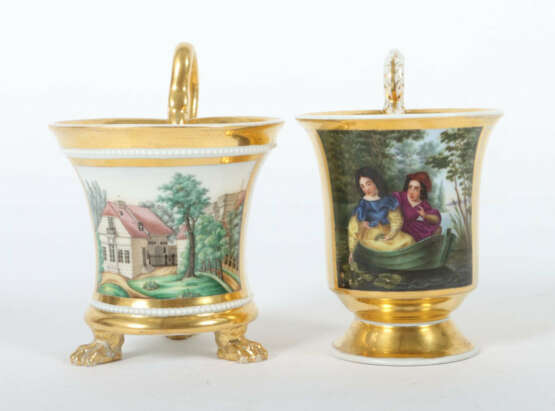 2 unterschiedliche Biedermeiertassen mit Figuren- bzw. Stadtansicht KP… - photo 1 2 unterschiedliche Biedermeiertassen mit Figuren- bzw. Stadtansicht KP… - photo 1