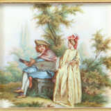 Kleine Bildplatte mit Watteauszene Meissen, 1850 - 1924, Porzellan, po… - Foto 1