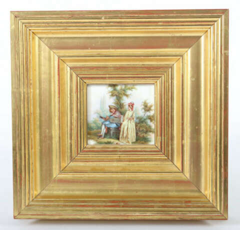 Kleine Bildplatte mit Watteauszene Meissen, 1850 - 1924, Porzellan, po… - Foto 2