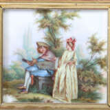 Kleine Bildplatte mit Watteauszene Meissen, 1850 - 1924, Porzellan, po… - Foto 3