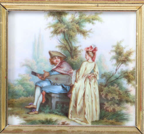 Kleine Bildplatte mit Watteauszene Meissen, 1850 - 1924, Porzellan, po… - Foto 3