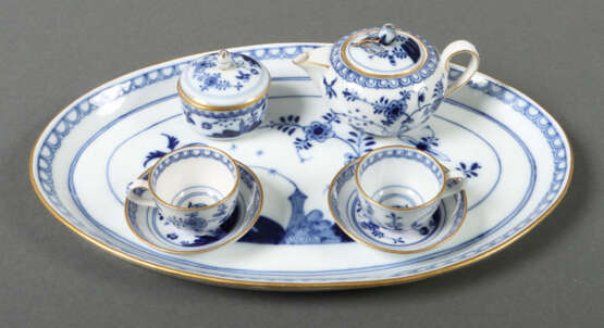 Puppen-/Miniatur-Déjeuner mit Blaumalerei Meissen, um 1850/60, Porzell… - photo 2