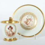 Biedermeier-Porträttasse und Untere mit Sepiamalerei Meissen, um 1830/… - photo 1