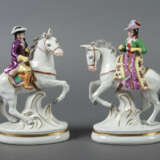 2 Reiterfiguren Volkstedt Müller & Co, 2. Hälfte 20. Jh., Dame und Her… - photo 1