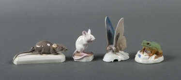 4 Tierfiguren 1. Hälfte 20. Jh., Porzellanmanufaktur Nymphenburg: 1x s…