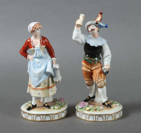 2 Figuren Porzellanfabrik Schierholz /Plaue, ab 1950, ene Dame mit Kru… - Foto 1