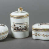 3 Deckeldosen mit Ansichten Ginori, Italien, 20. Jh., Porzellan glasie… - photo 1