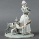 Ziegenhirtin Lladro, Spanien, ''Hirtin'', mit 2 Ziegen und einen Zickl… - фото 1
