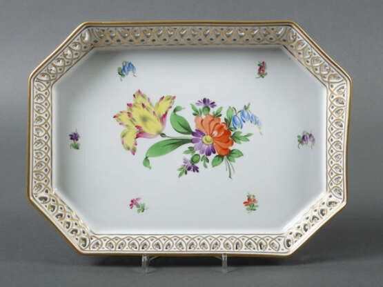 Achteckiges Durchbruch-Tablett Herend, Ungarn, 1960er/70er Jahre, Porz… - фото 1