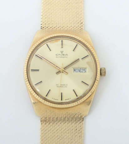 Herrenarmbanduhr Omsa 1970/80 er Jahre, Marke Omsa Automatik, Gelbgold… - photo 1