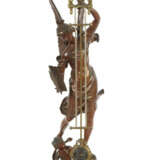 Große Mysterieuse-Pendeluhr mit Figurenstand wohl Anfang 20. Jh., Emai… - photo 1